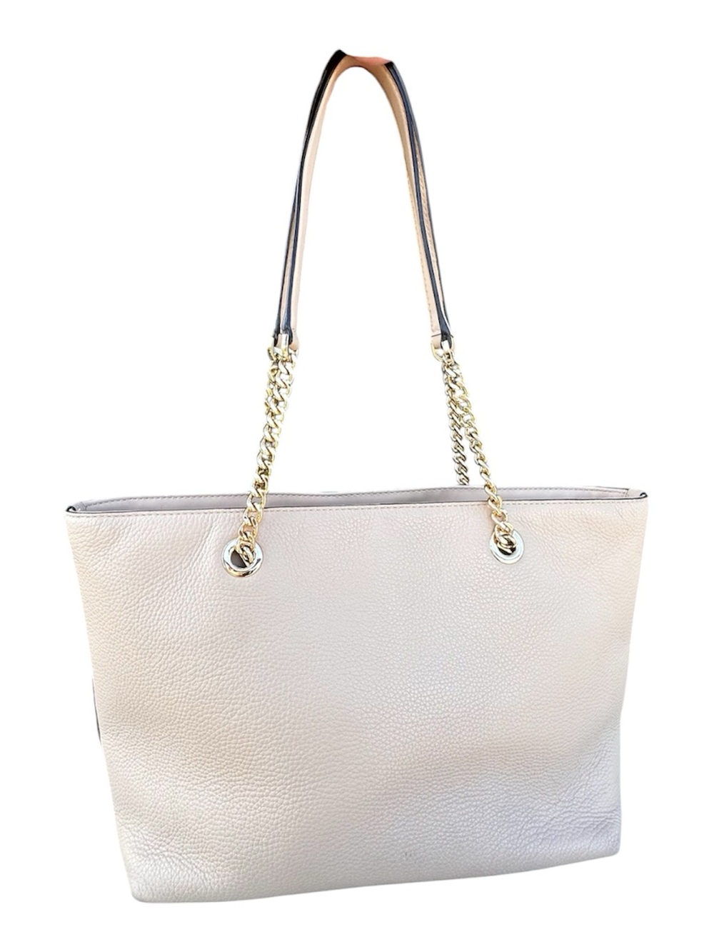 Michael Kors Beige Pebbled Leather Chain-Handle Shoulder Bag - Picture 2 of 10